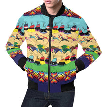 Load image into Gallery viewer, Horses and Buffalo Ledger Blue Bomber Jacket for Men
