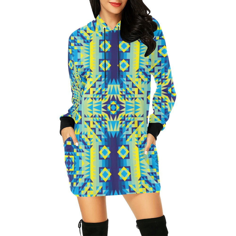 Kaleidoscope Jaune Bleu Hoodie Dress