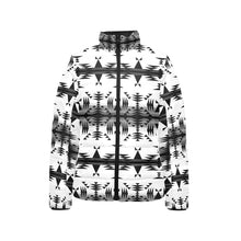 Load image into Gallery viewer, Between the Mountains White and Black Women&#39;s Stand Collar Padded Jacket
