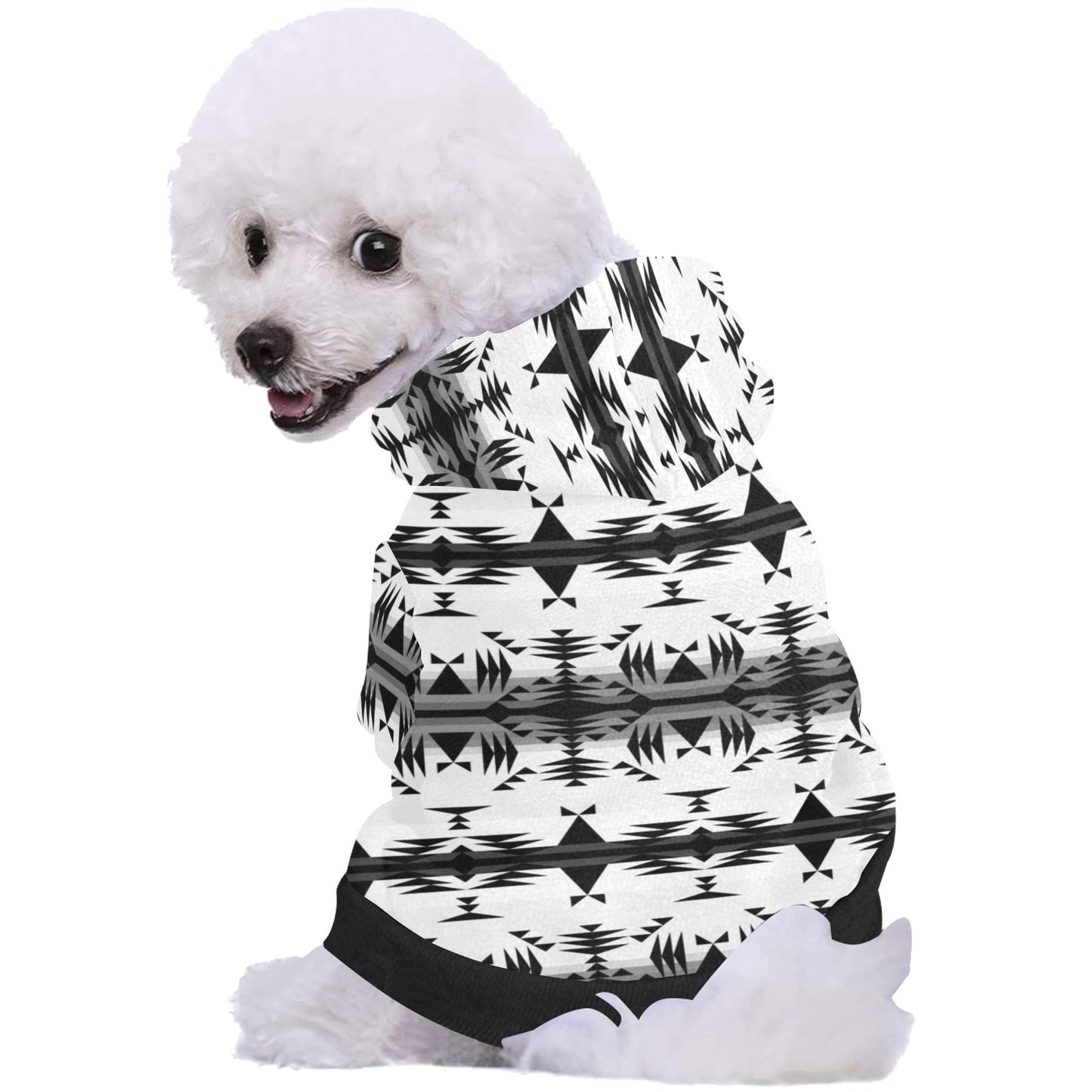 Between the Mountains White and Black Pet Dog Hoodie