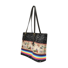 Load image into Gallery viewer, Horses Running Black Sky Leather Tote Bag
