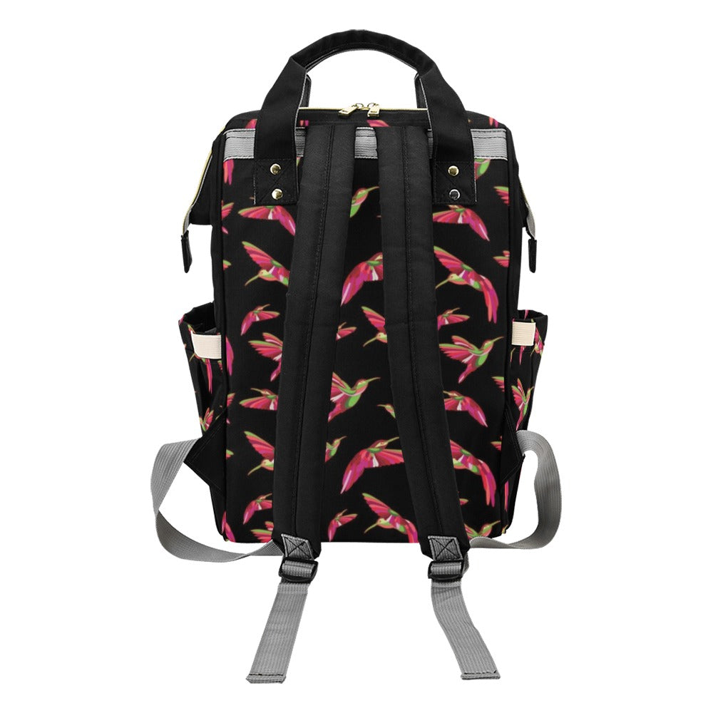 Red Swift Colourful Black Multi-Function Diaper Backpack/Diaper Bag