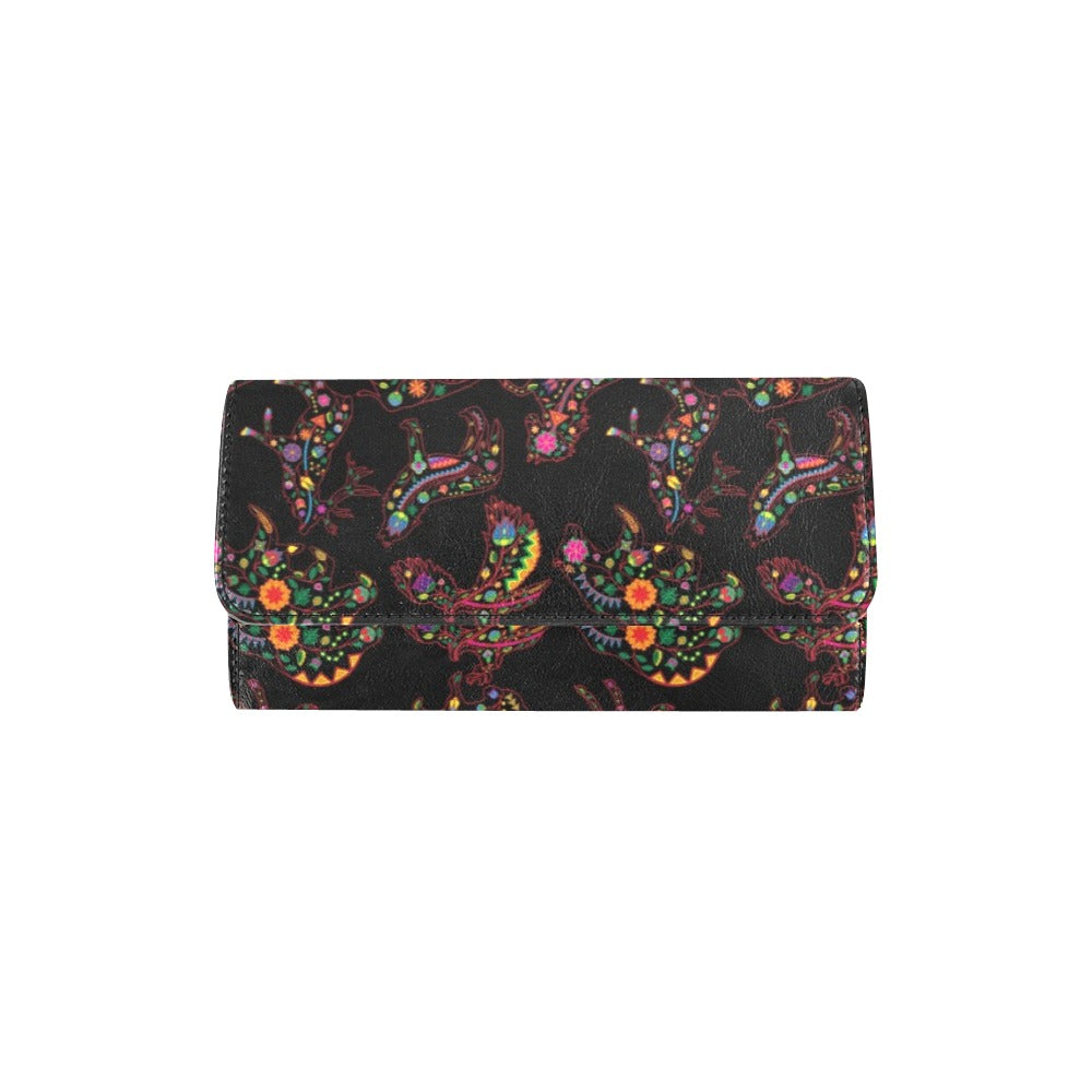 Neon Floral Animals Women's Trifold Wallet