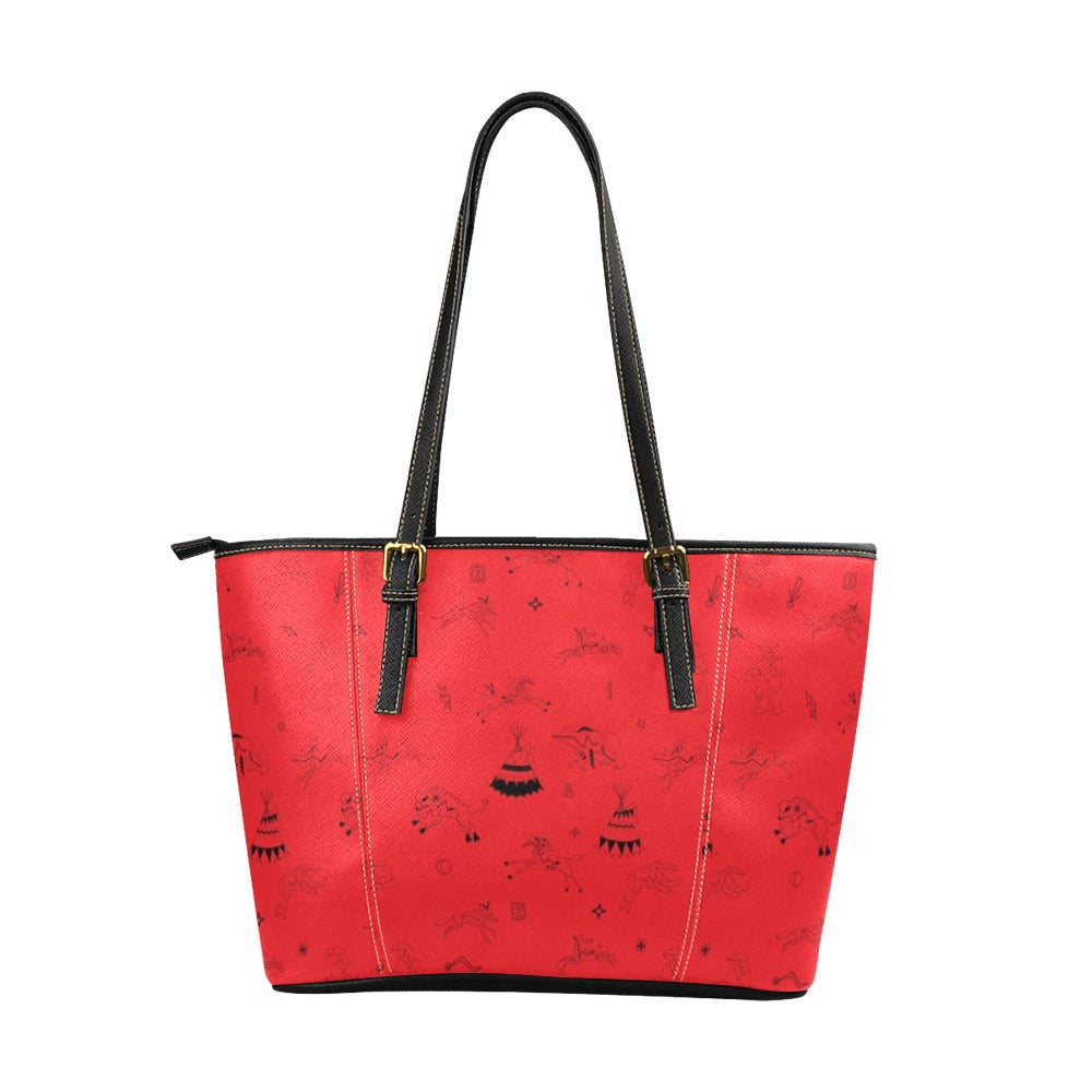 Ledger Dables Red Leather Tote Bag