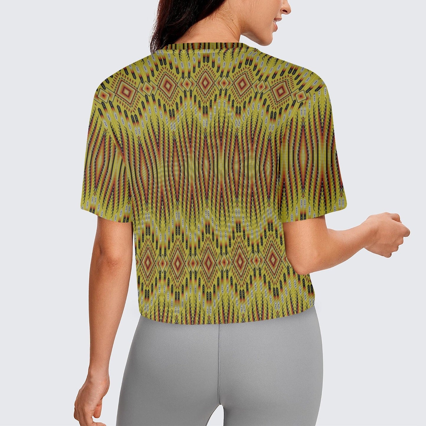 Fire Feather Yellow Crop Top