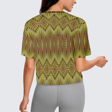 Load image into Gallery viewer, Fire Feather Yellow Crop Top
