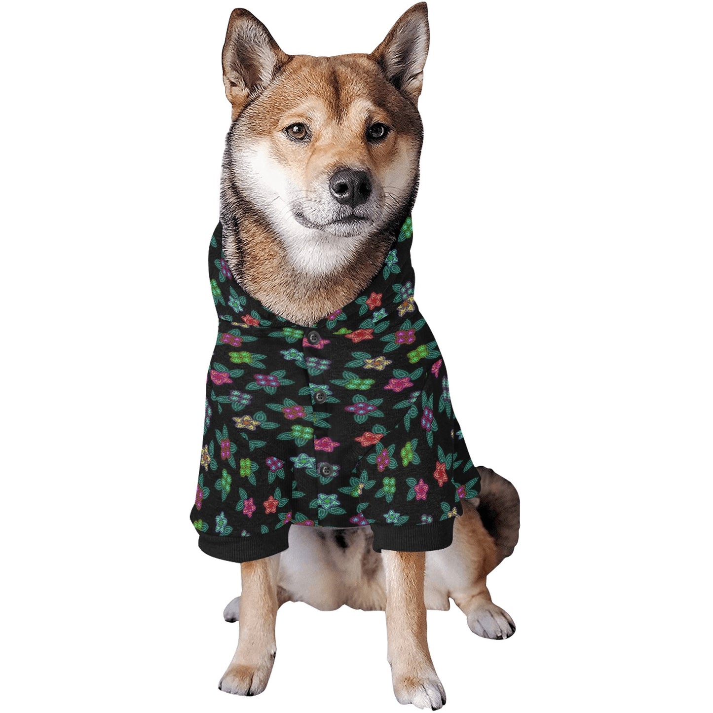 Berry Flowers Black Pet Dog Hoodie