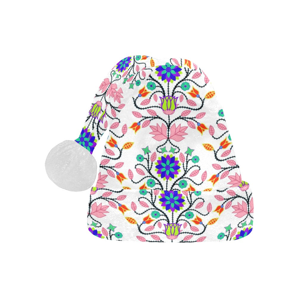 Floral Beadwork Four Clans White Santa Hat
