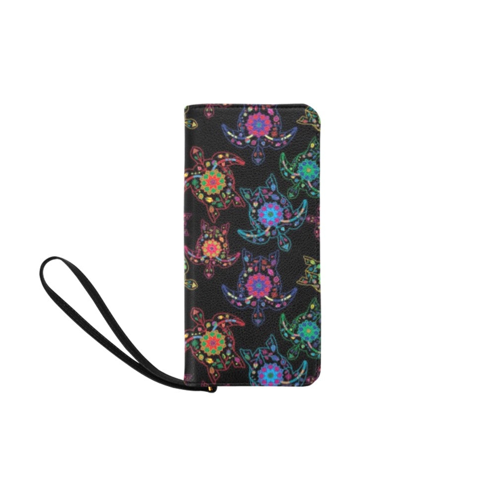 Neon Floral Turtle Women's Clutch Purse