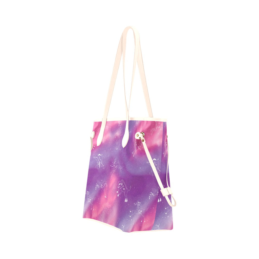 Animal Ancestors 7 Aurora Gases Pink and Purple Clover Canvas Tote Bag