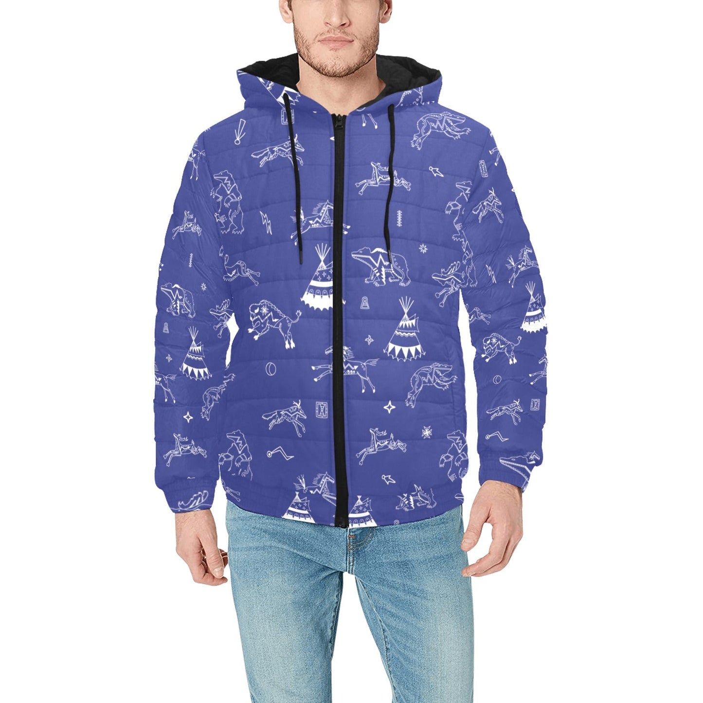 Ledger Dables Blue Men's Padded Hooded Jacket