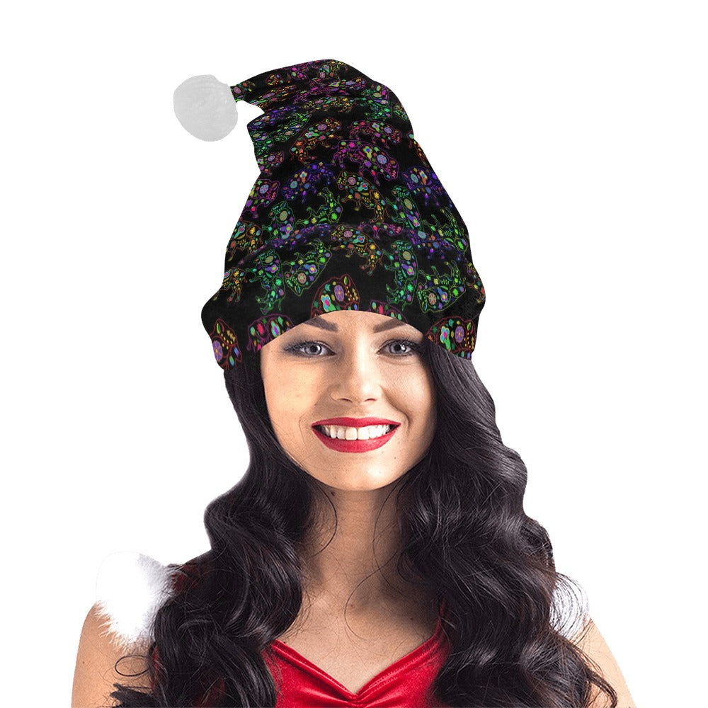 Neon Floral Buffalos Santa Hat