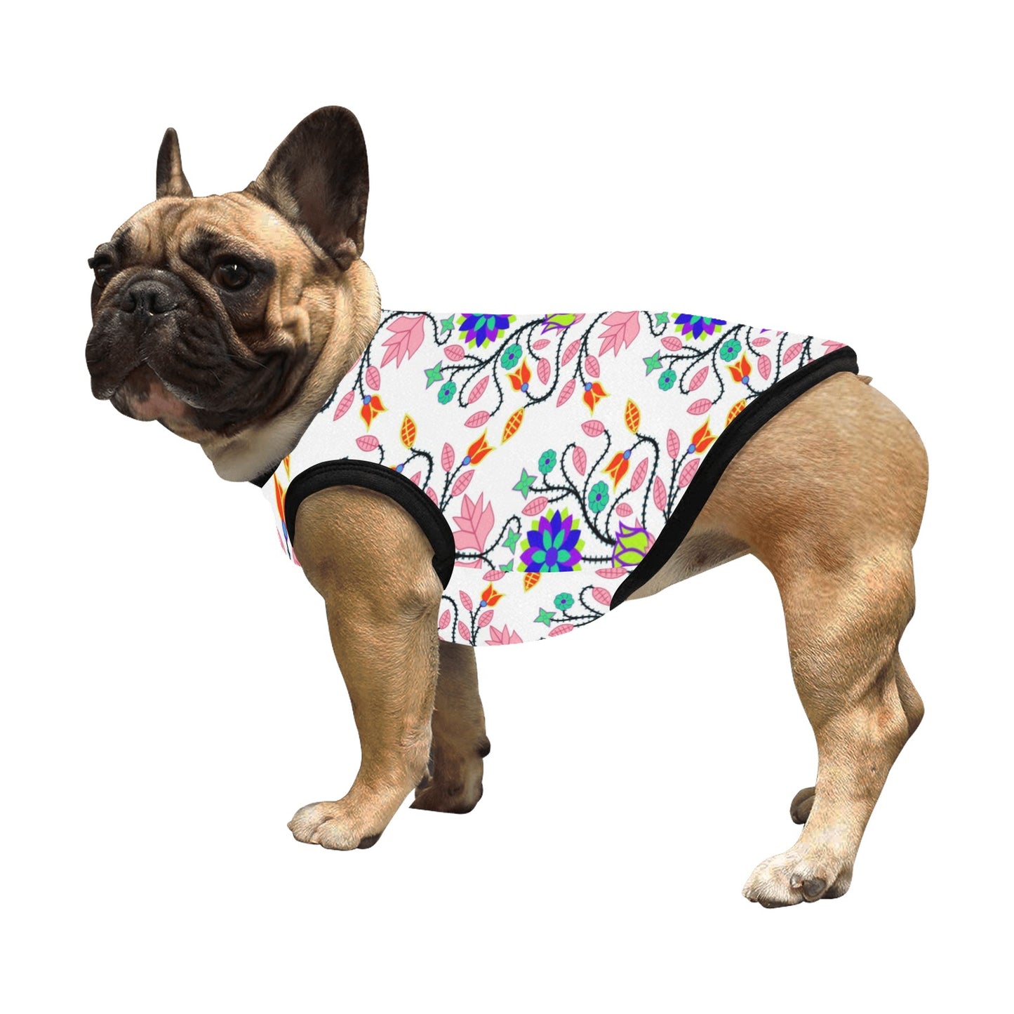 Floral Beadwork Four Clans White Pet Tank Top