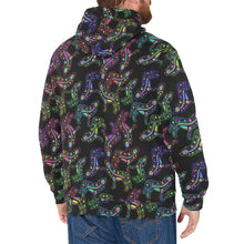 Load image into Gallery viewer, Neon Floral Wolves Men&#39;s Long Sleeve Fleece Hoodie
