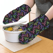 Load image into Gallery viewer, Neon Floral Hummingbirds Oven Mitt &amp; Pot Holder
