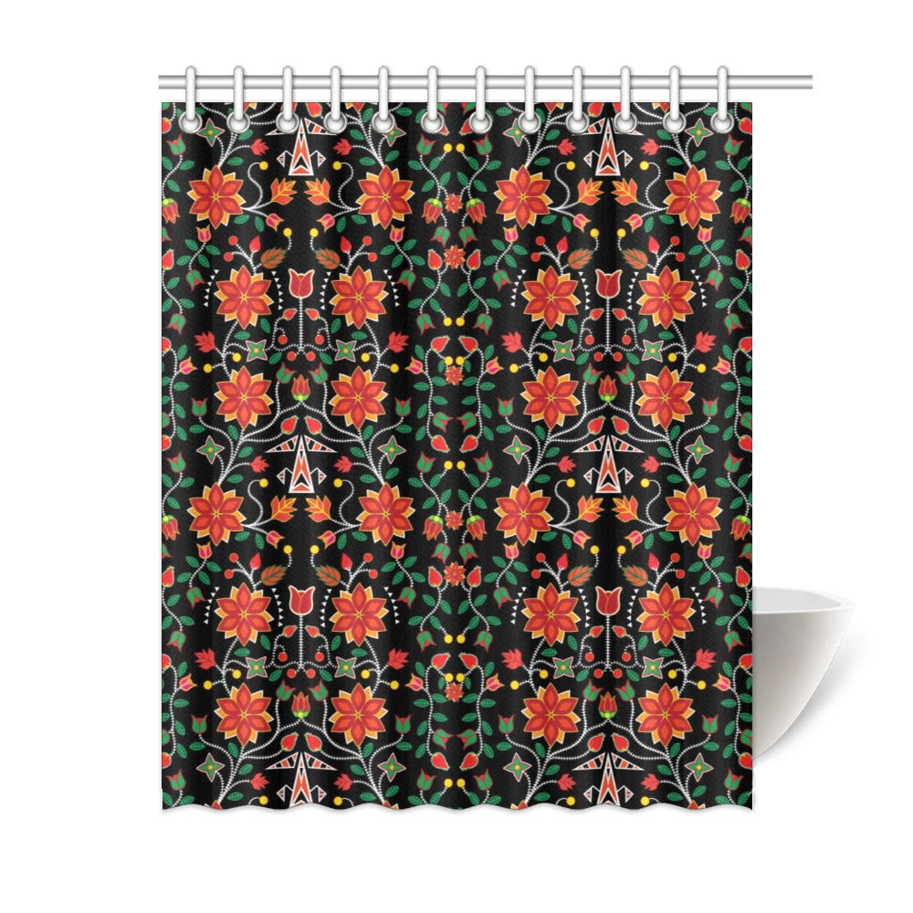 Floral Beadwork Six Bands Shower Curtain 60