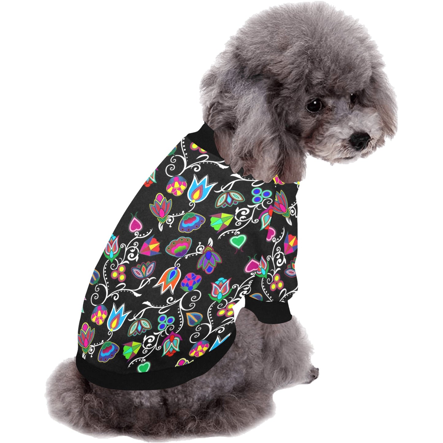 Indigenous Paisley Black Pet Dog Round Neck Shirt