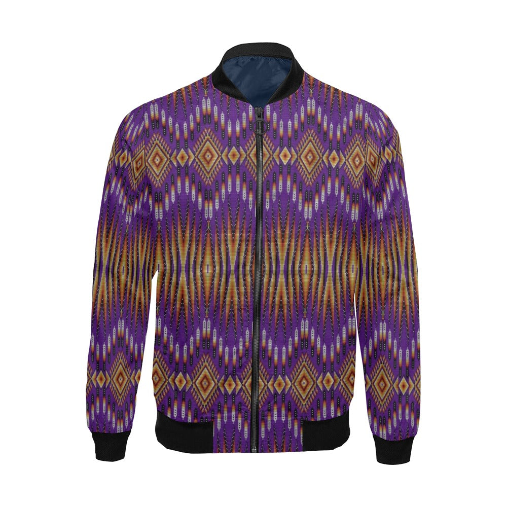 Fire Feather Purple Bomber Jacket for Men