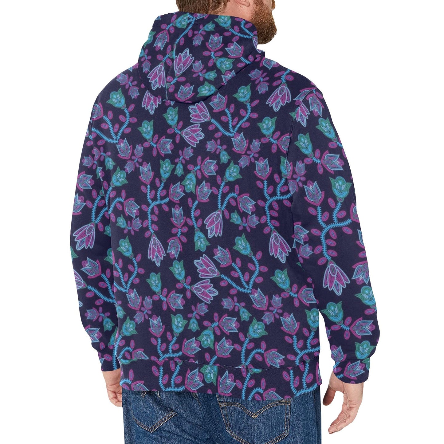 Beaded Nouveau Men's Long Sleeve Fleece Hoodie