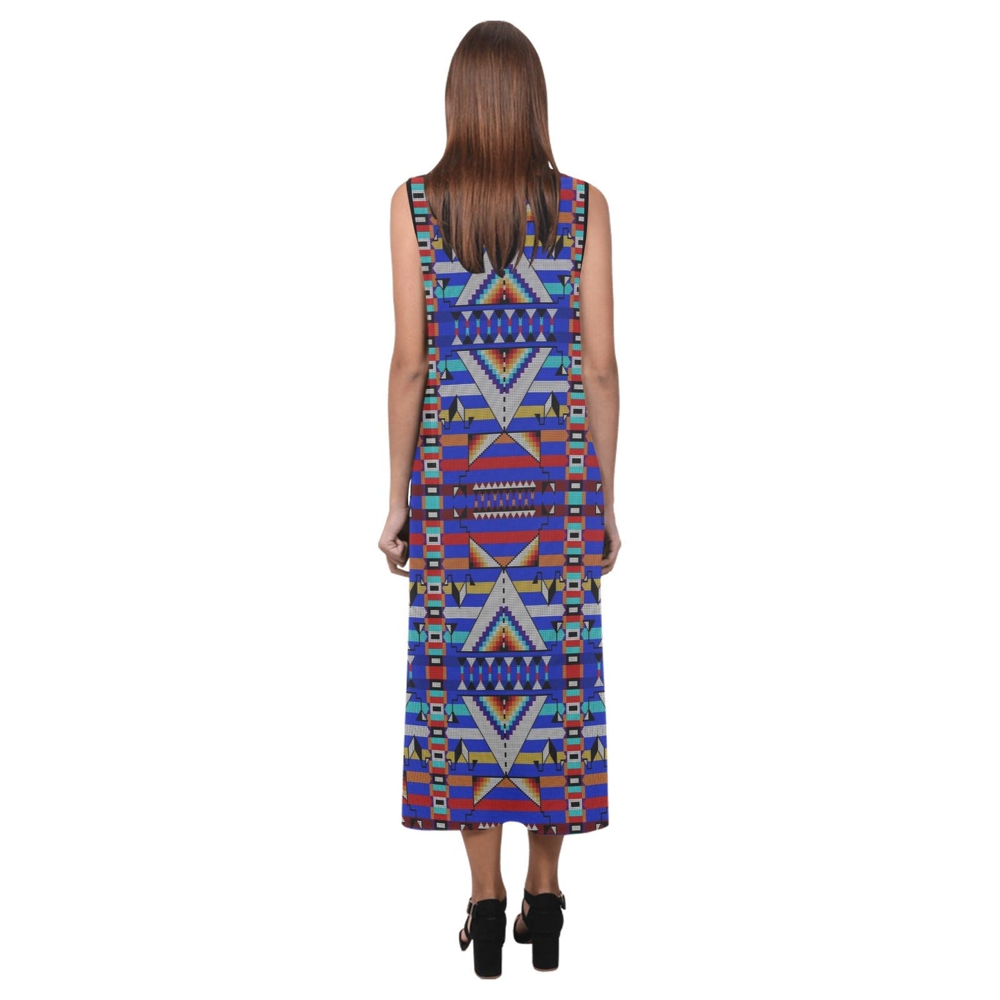 Medicine Blessing Blue Phaedra Sleeveless Open Fork Long Dress