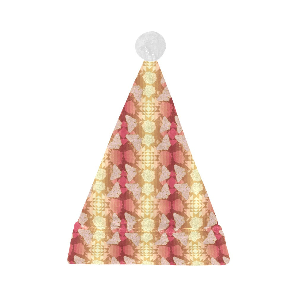 Butterfly and Roses on Geometric Santa Hat