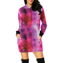 Load image into Gallery viewer, Animal Ancestors 8 Gaseous Clouds Pink and Red Hoodie Dress
