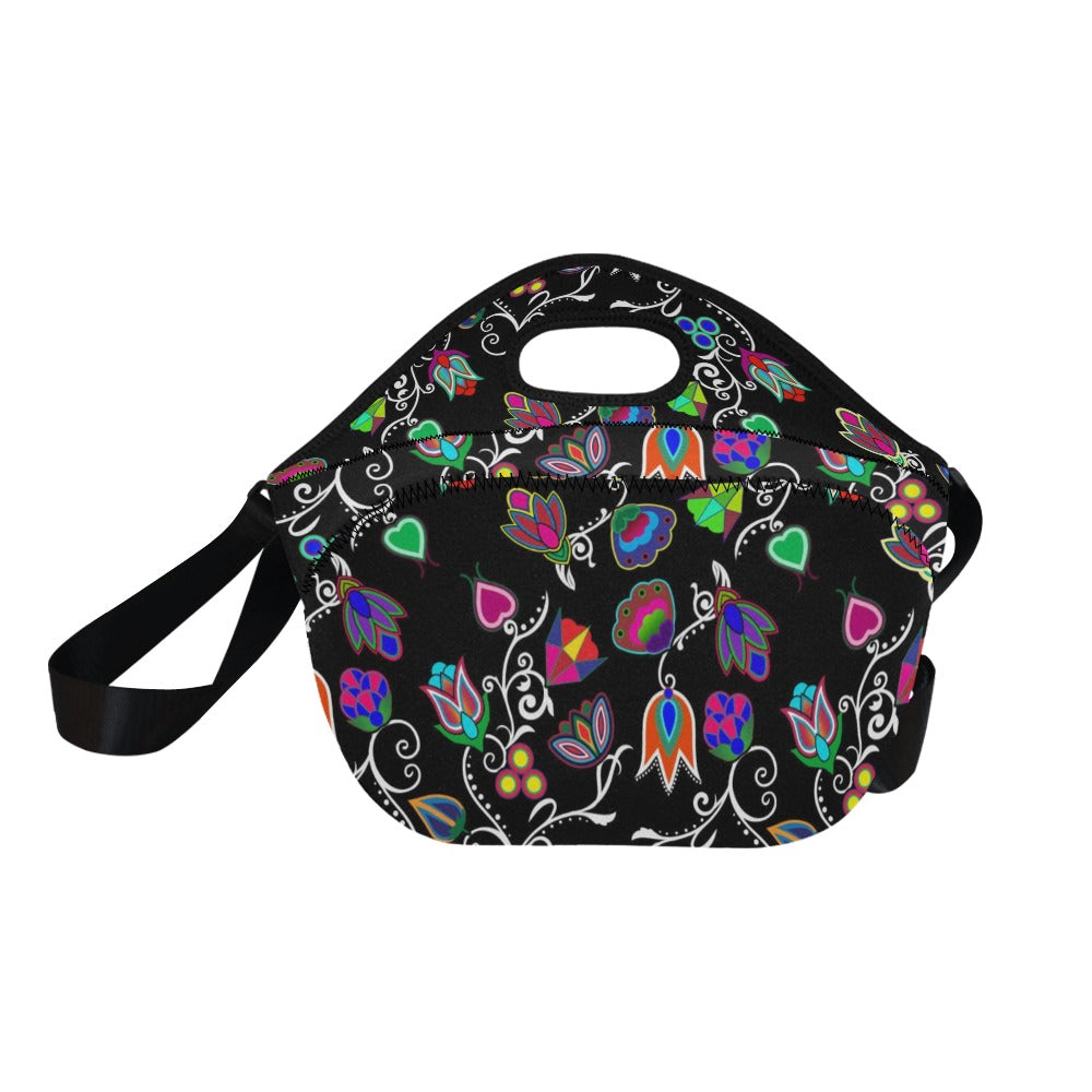 Indigenous Paisley Black Neoprene Lunch Bag/Large