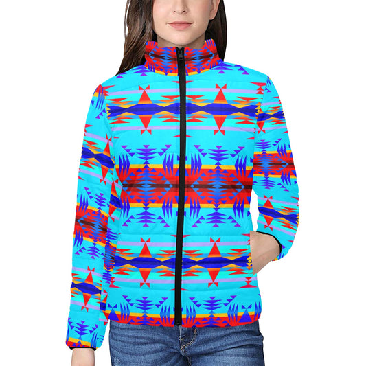 Between the Mountains Blue Women's Stand Collar Padded Jacket