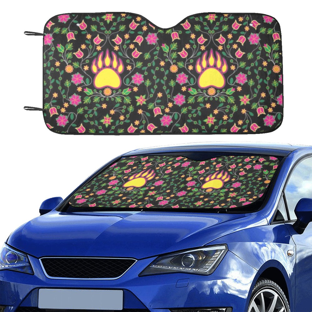 Floral Bearpaw Pink and Yellow Car Sun Shade 55"x30"