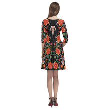 Load image into Gallery viewer, Floral Beadwork Six Bands Tethys Half-Sleeve Skater Dress
