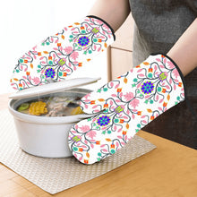 Load image into Gallery viewer, Floral Beadwork Four Clans White Oven Mitt &amp; Pot Holder
