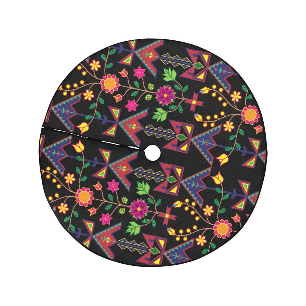 Geometric Floral Spring-Black Christmas Tree Skirt 47