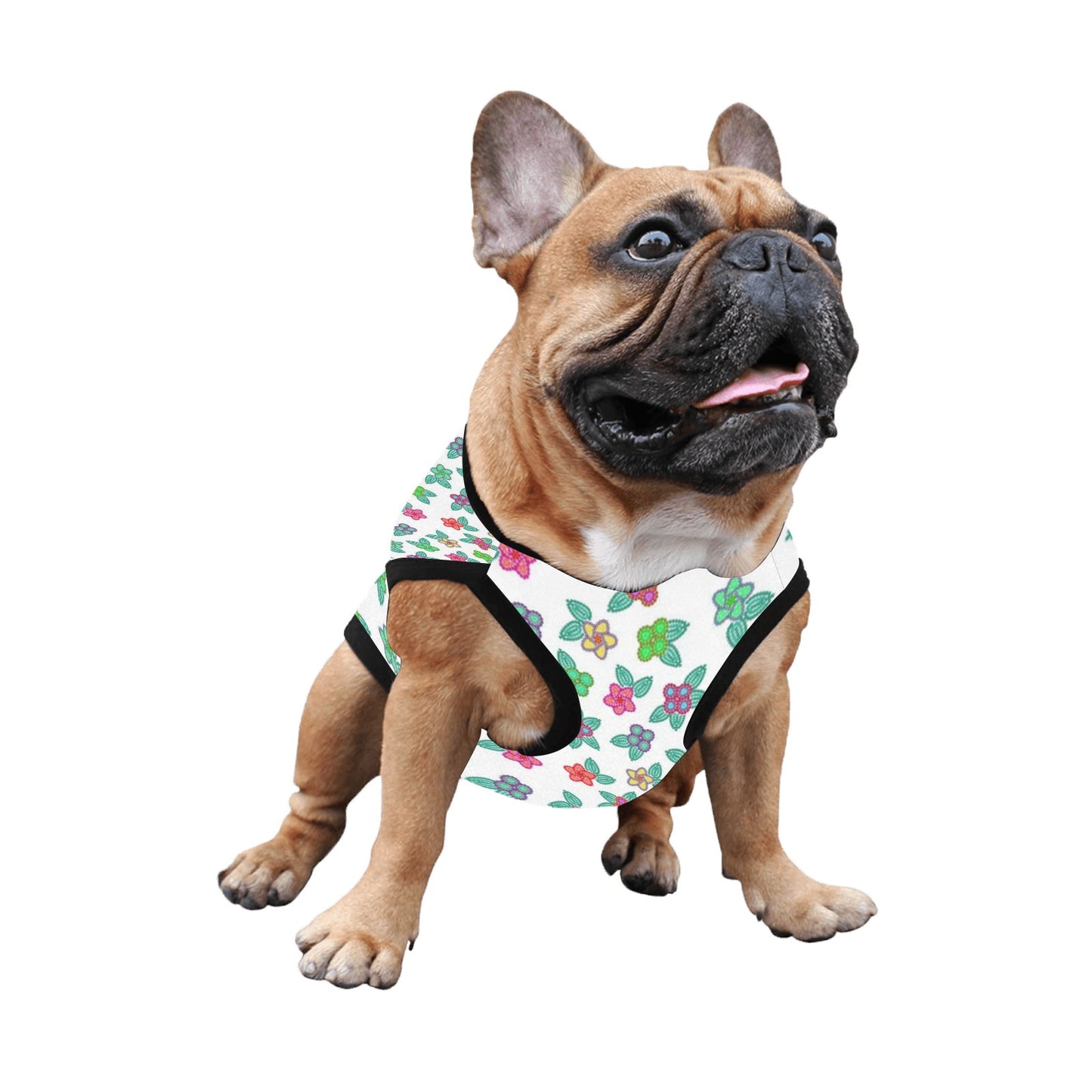 Berry Flowers White Pet Tank Top