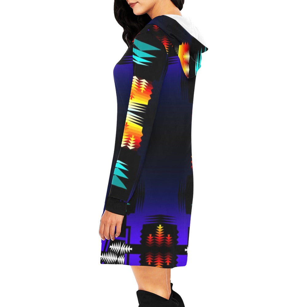 Midnight Sage Fire Hoodie Dress