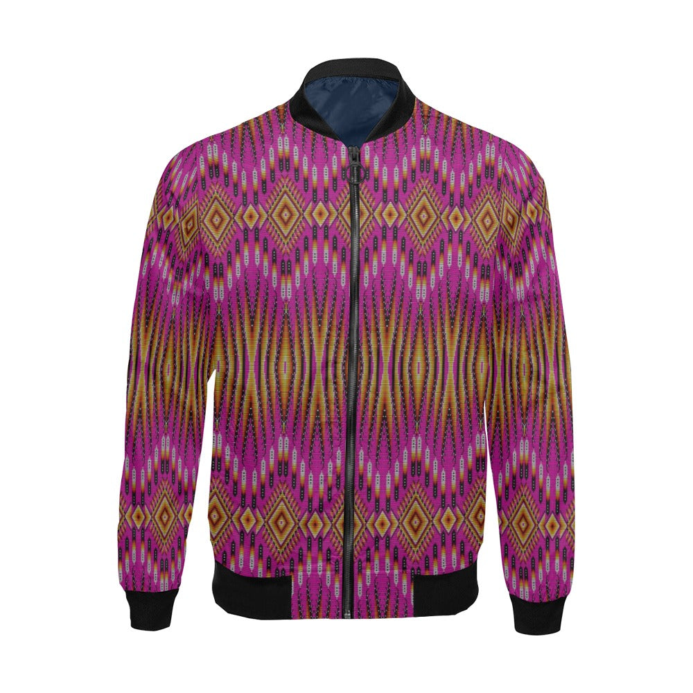 Fire Feather Pink Bomber Jacket for Men