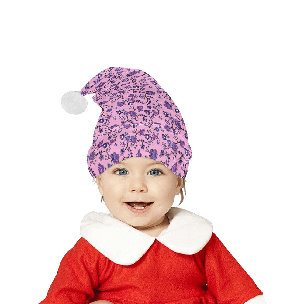 Purple Floral Amour Santa Hat