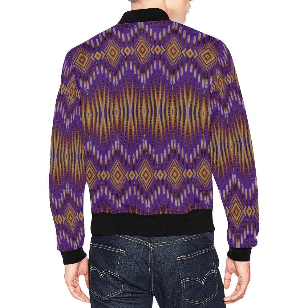 Fire Feather Purple Bomber Jacket for Men