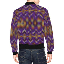 Load image into Gallery viewer, Fire Feather Purple Bomber Jacket for Men
