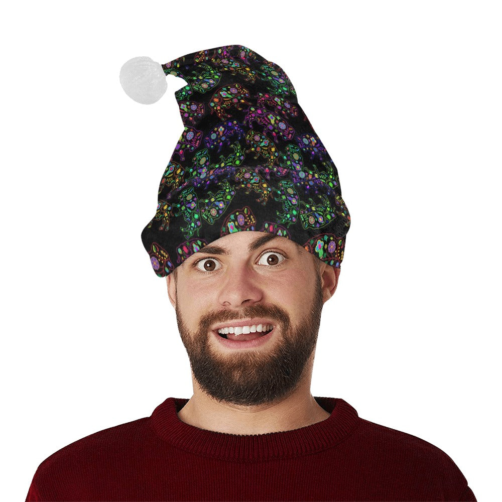 Neon Floral Buffalos Santa Hat