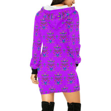 Load image into Gallery viewer, Dakota Damask Purple Hoodie Dress
