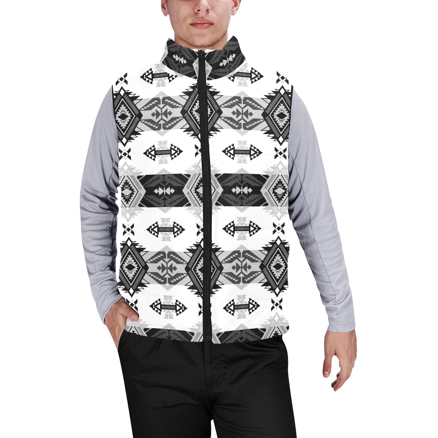 Sovereign Nation Black and White Men's Padded Vest Jacket