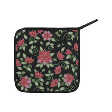 Load image into Gallery viewer, Red Beaded Rose Oven Mitt &amp; Pot Holder
