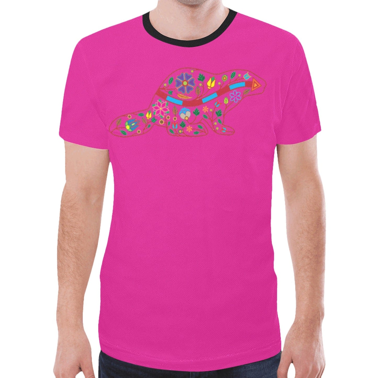 Floral Beaver Spirit Guide (Pink) New T-shirt for Men