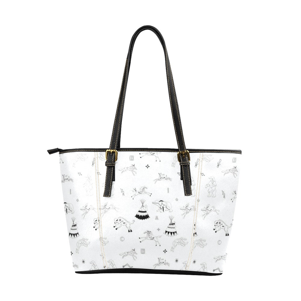 Ledger Dables White Leather Tote Bag