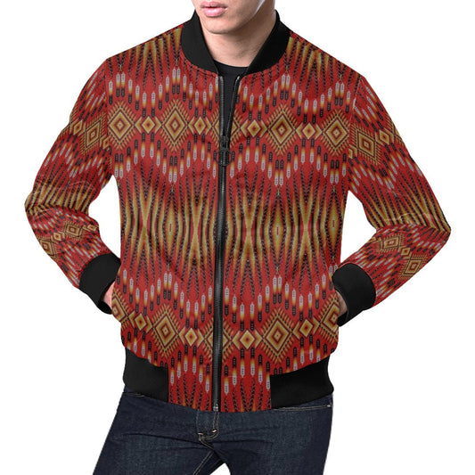 Fire Feather Red Bomber Jacket for Men