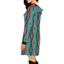 Load image into Gallery viewer, Diamond in the Bluff Turquoise Hoodie Dress
