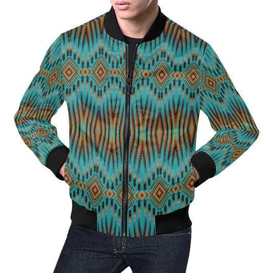 Fire Feather Turquoise Bomber Jacket for Men