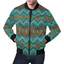 Load image into Gallery viewer, Fire Feather Turquoise Bomber Jacket for Men
