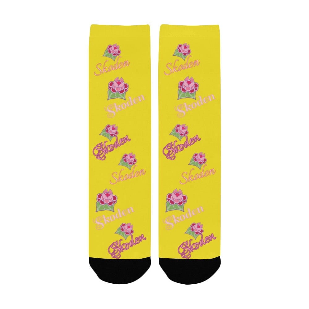 Ladies Skoden Floral Yellow Women's Custom Socks