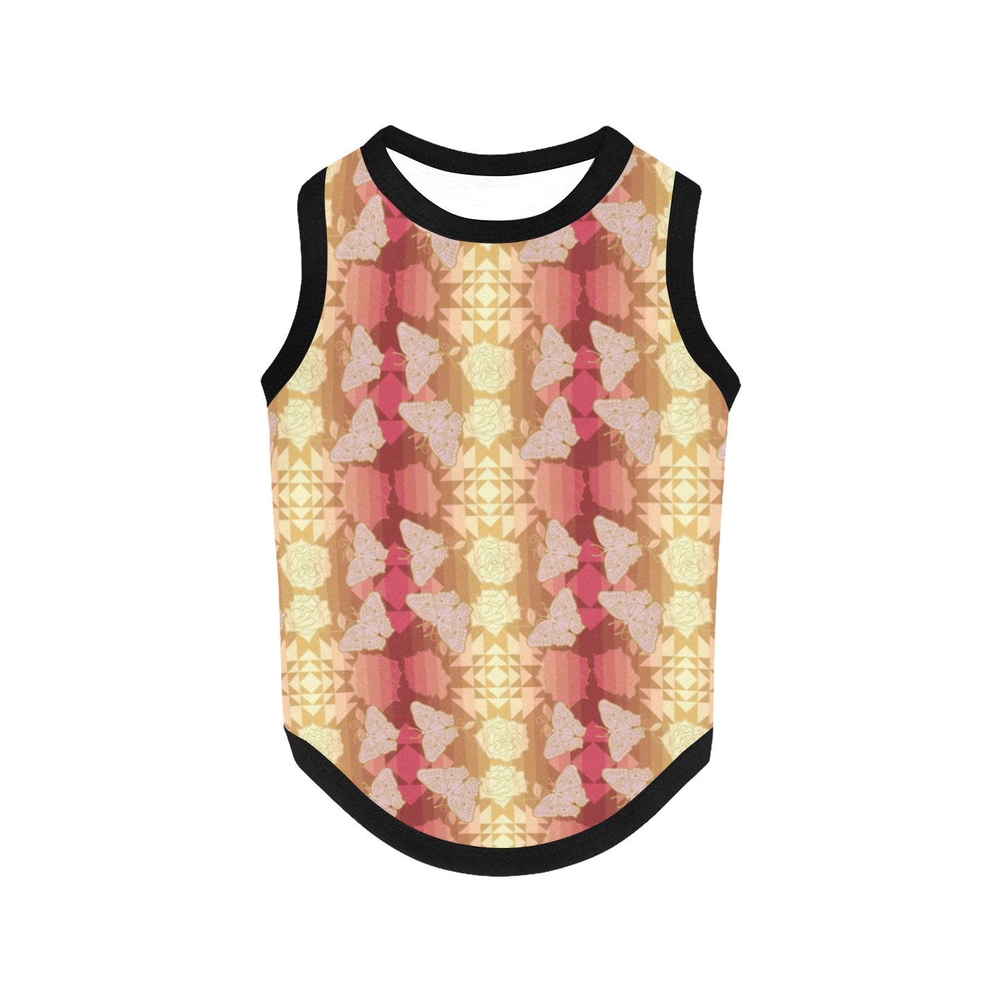 Butterfly and Roses on Geometric Pet Tank Top